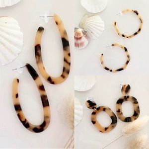 Acrylic tortoiseshell hoop earrings 3 piece set